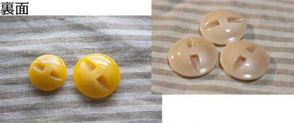 （小・イエロー）イタリア製パール調シンプル丸ボタン 2枚目の画像