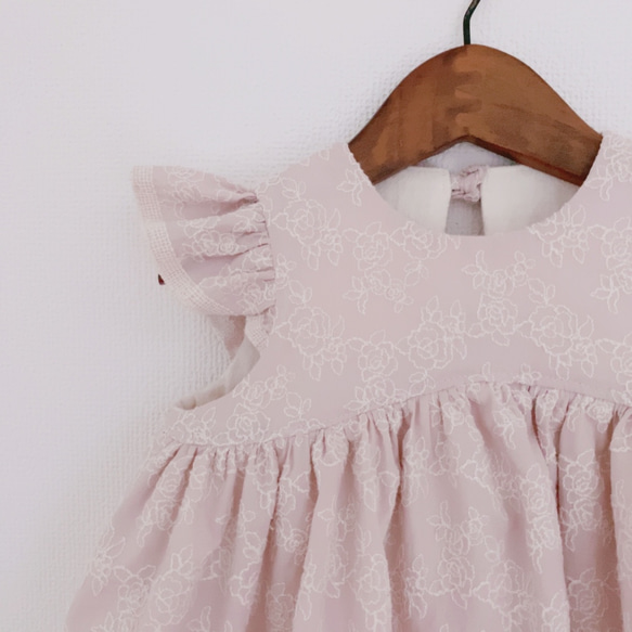 花刺繍のふんわりワンピース（ピンク）100cm  baby 2枚目の画像