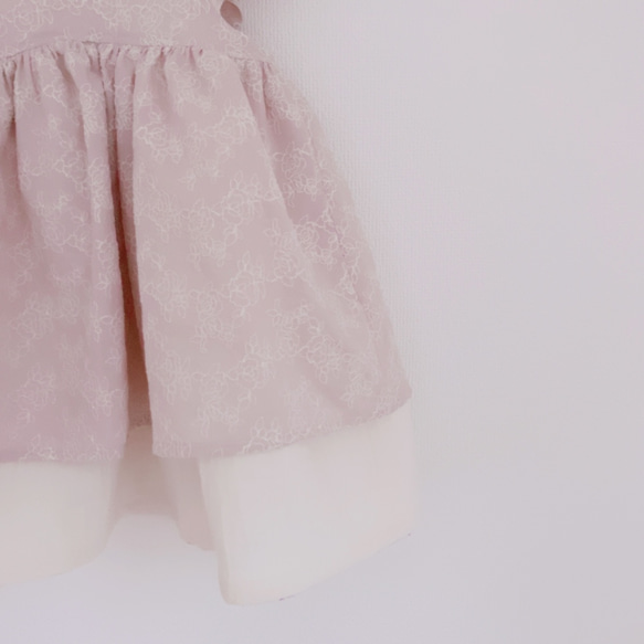 花刺繍のふんわりワンピース（ピンク）100cm  baby 5枚目の画像
