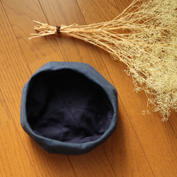 ほっこりネル生地 サロペットとベレー帽のセット(アンティークネイビー)【受注生産】 6枚目の画像