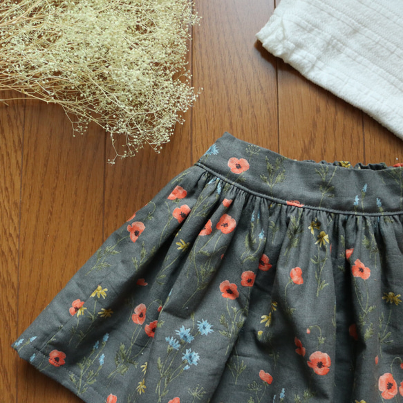 ボタニカル柄のギャザースカート【受注製作】 5枚目の画像
