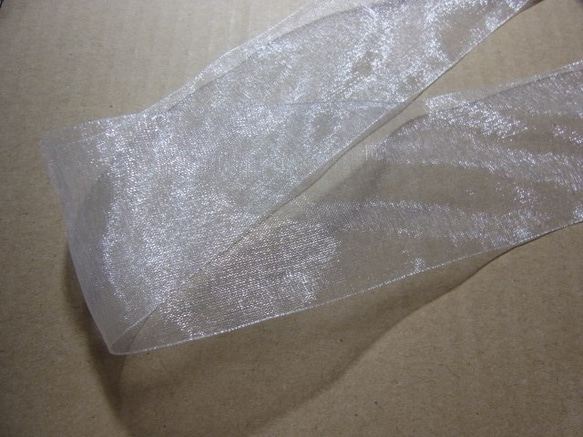 オーガンジーリボン　50ｍｍ巾　白　2ｍセット 4枚目の画像