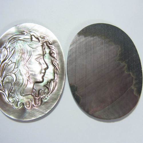 6 カメオ、ブローチ等加工用の黒蝶貝 その他素材 ロング・ショット