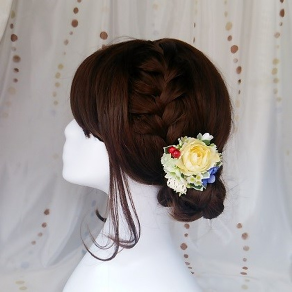 黄色いバラのコサージュ＆ヘアクリップ 3枚目の画像