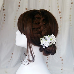 白いお花のコサージュ＆ヘアクリップ 3枚目の画像