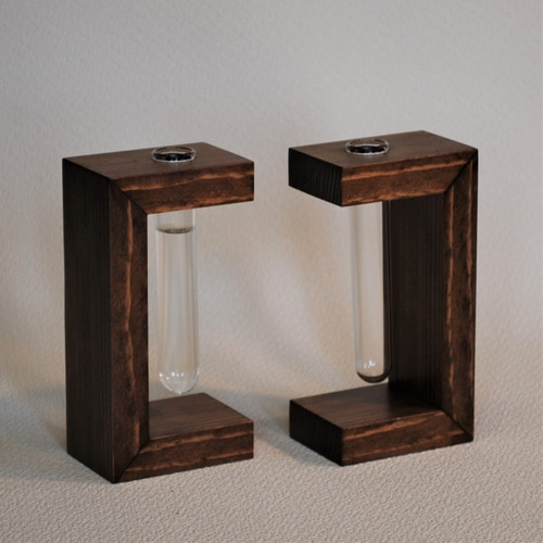二輪挿しセット 茶色0725 一輪挿し・花瓶・花器 WOODY-CUBE 通販