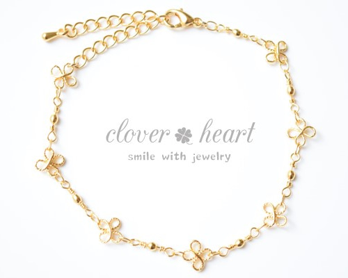 16KGP幸せの四つ葉のクローバーブレスレット ブレスレット clover