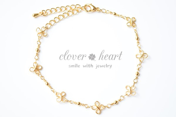 16KGP幸せの四つ葉のクローバーブレスレット ブレスレット clover