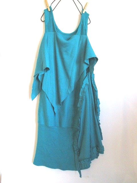 【SALE】リメイクハンドメイド　トルコブルーニットワンピース　1点物 11,800円