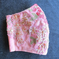 【SALE】178 大人秋冬個性的　オレンジ系花刺繍　お出掛け　グラデーション生地に花刺繍とシルク100％1点限定 3枚目の画像