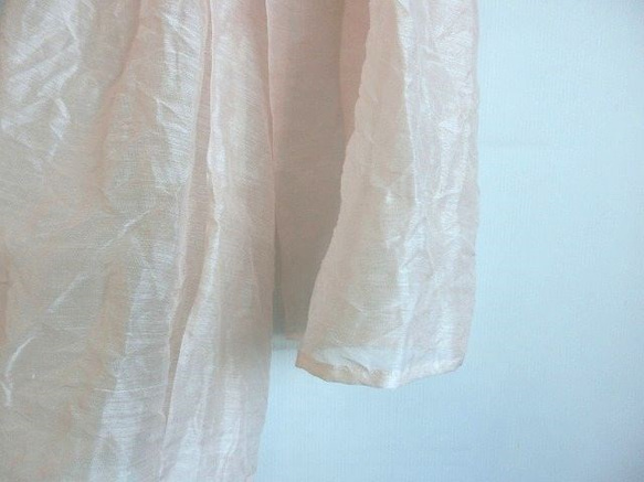 【Ｃreema限定　春の福袋】受注製作　桜色　シルクリネンのストールとお揃い巻花マスク2点セット 3枚目の画像