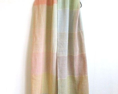 SALE 希少 カラフルブロックチェック マス見本生地 ウールガーゼ