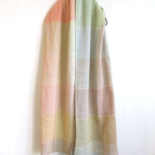 SALE 希少 カラフルブロックチェック マス見本生地 ウールガーゼ