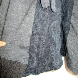 【SALE】２ｗａｙ　リメイクパッチワーク　アラン編みアップリケスカート　1点物 3枚目の画像