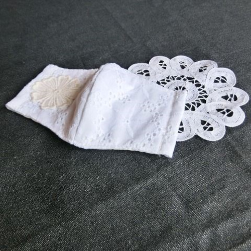 89大人2way立体マスク＆インナーマスクハンドメイド＊総レース刺繍に