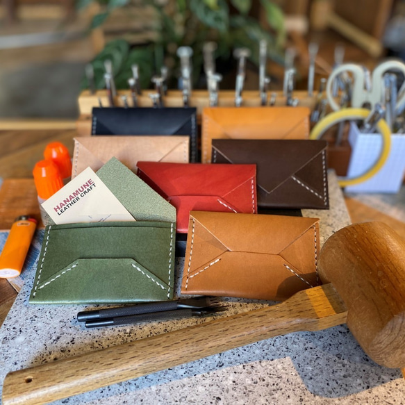 おうち時間を楽しもう！ヌメ革のクラフトキット／名刺カードケース・３バリエーション／ナチュラル 5枚目の画像