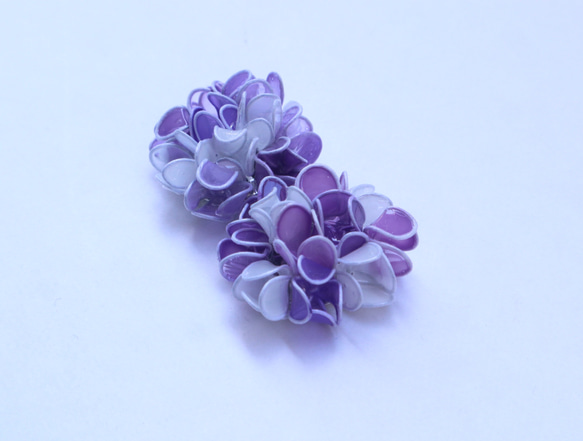 繡球花耳環紫色 第1張的照片