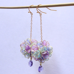 紫陽花の毬耳飾り 3枚目の画像