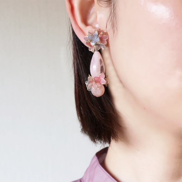 花達の遊び耳飾り　ピンク 4枚目の画像