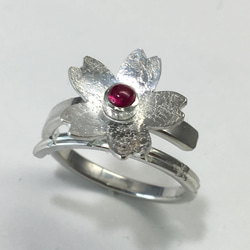 No.248 Beautiful ruby cherry blossom ring. 3枚目の画像