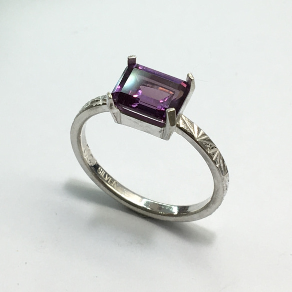 No.252  Beautiful purple square ring. 7枚目の画像