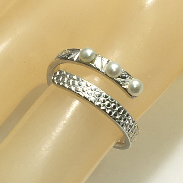 No.262 Cute ring with Nanako pattern pearls. 8枚目の画像