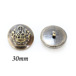 【BT-344】【4個入】【メタルボタン】【30mm】【大きいサイズ】エンブレムデザインのプラメッキボタン 2枚目の画像