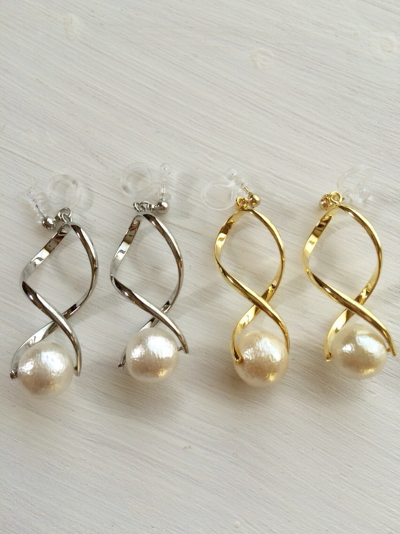 Spiral pearl earring 2枚目の画像