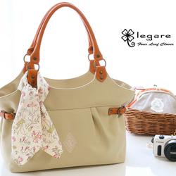 受注生産★刺繍入り＊リバティ×本革×8号帆布＊タックトート 1枚目の画像