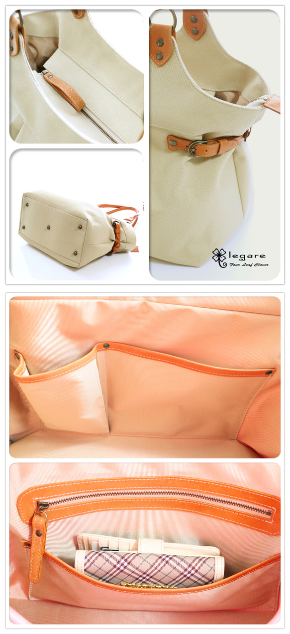 受注生産★刺繍入り＊リバティ×本革×8号帆布＊タックトート 2枚目の画像