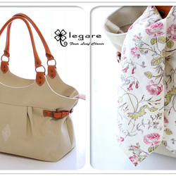 受注生産★刺繍入り＊リバティ×本革×8号帆布＊タックトート 3枚目の画像