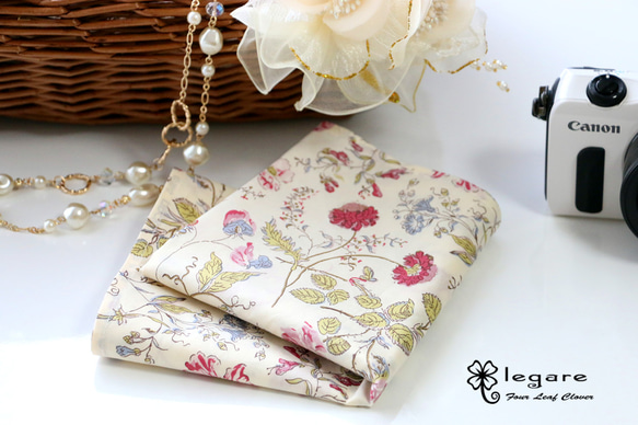 受注生産★刺繍入り＊リバティ×本革×8号帆布＊タックトート 4枚目の画像