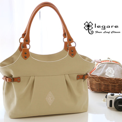 受注生産★刺繍入り＊リバティ×本革×8号帆布＊タックトート 5枚目の画像