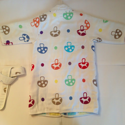 ハンドメイド バスローブ ガウン ガーゼ ４枚織り きのこ柄 新生児から3歳くらいまで使える 3枚目の画像