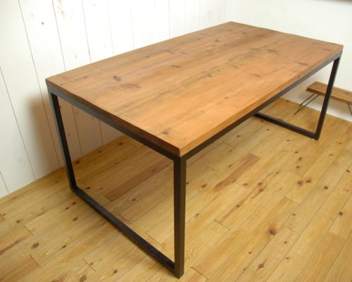 古材と鉄のダイニングテーブル【WORK TABLE WIDE】 ワーク
