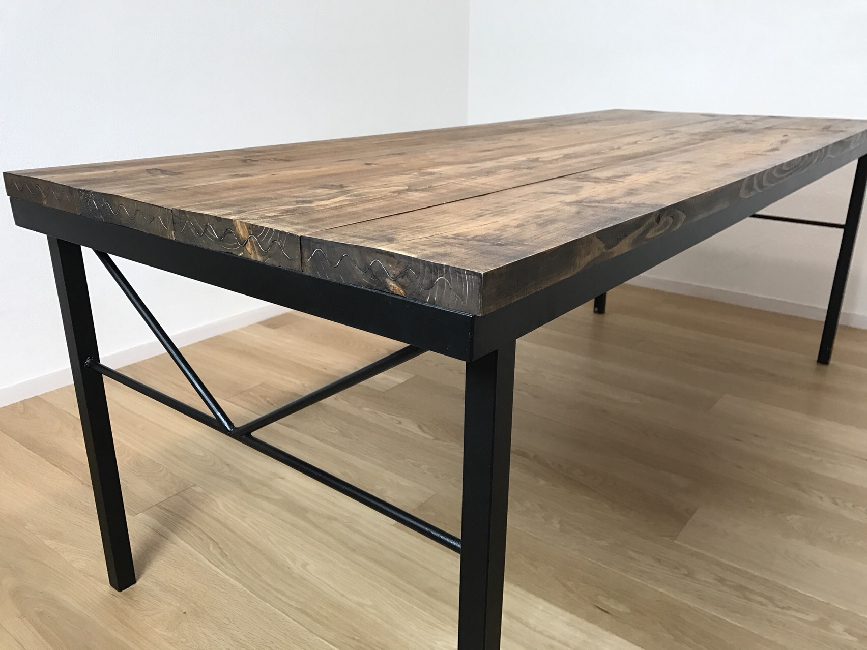 ☆ アイアンフレーム 古材風 杉足場板 ダイニングテーブル 木色選択可 サイズオーダー可 宅内搬入設置あり ☆