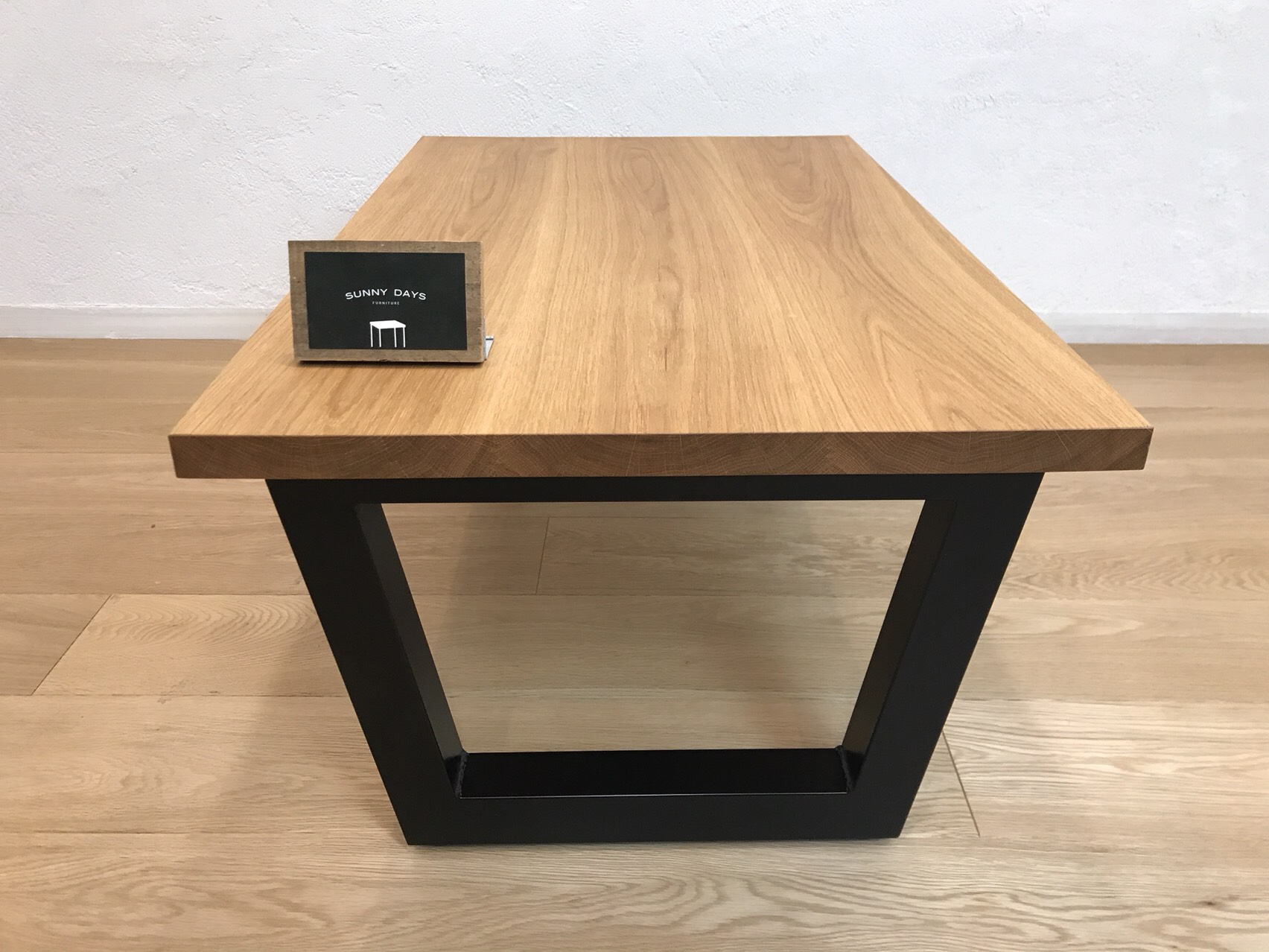 新生活に☆アイアンフレーム　ホワイトオーク無垢ハギ材　リビングテーブル　ローテーブル サイズオーダー可☆