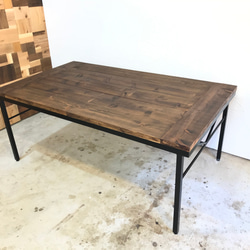 ☆ アイアンフレーム 古材風 杉足場板 ダイニングテーブル 木色選択可