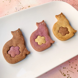 米粉の桜にゃんこクッキー９枚セット（紫いも・ココア・キャラメル味）【クリックポスト送料無料】 3枚目の画像