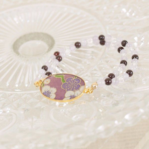 [點擊後免費送貨 - 日本模式×天然石手鍊/石榴石薰衣草紫水晶 第2張的照片