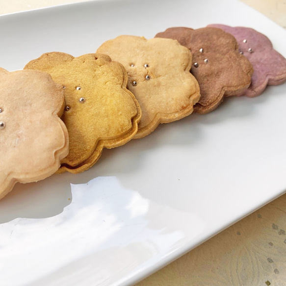 米粉のさくらクッキー１０枚セット（バニラ・紫いも・かぼちゃ・ココア・キャラメル味）【クリックポスト送料無料】 5枚目の画像