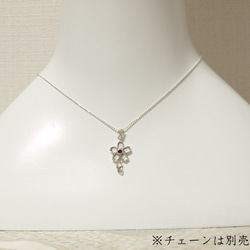 【クリックポスト送料無料】和柄シルバーペンダントトップ【桜】ガーネット 5枚目の画像