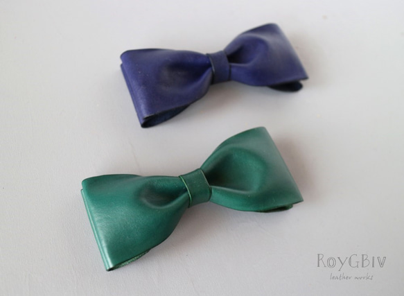 Leather bow tie　＃２　（green） 3枚目の画像