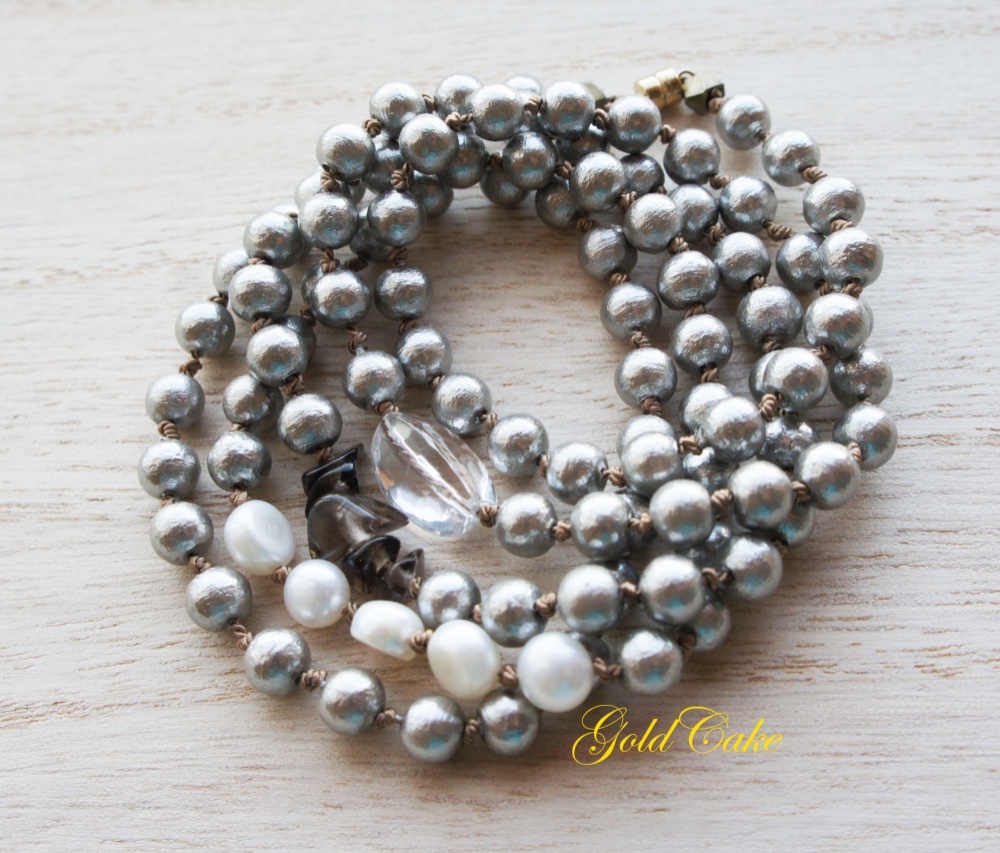 オールノットのロングネックレス（５連ブレス）