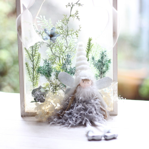 67.クリスマス アート作品 フレーム付き 和のクリスマス ちりめん押し絵フレーム その他アート 夢さき