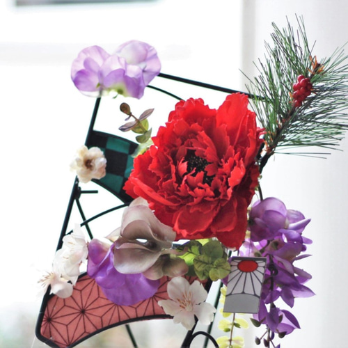 ❤お正月飾り 羽子板 アイアンフレーム スタンド❤ しめ縄・しめ飾り