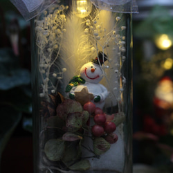 ■クリスマス・ドライフラワーのボトルランプ■スノーマン『雪だるま』■誕生日・ギフト・プレゼント■ 2枚目の画像