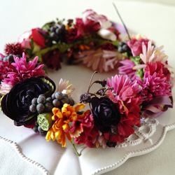 natulal flower crown ピンクやオレンジの野の花かんむり 4枚目の画像