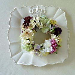 antique flower wreath リングピロー またはリース 1枚目の画像