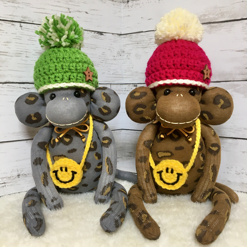 291【ヒョウ柄 ブラウン】ソックモンキー ぬいぐるみ kumaboo!! 通販  